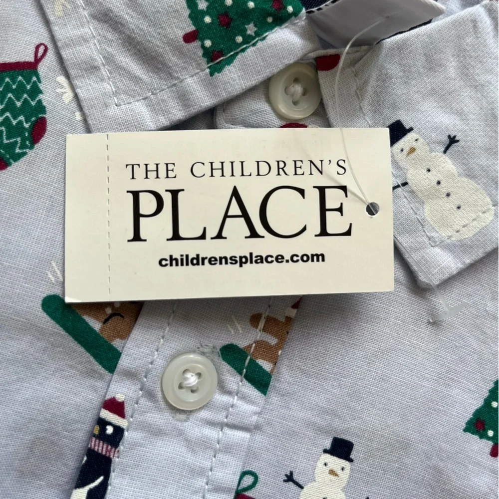 The Childen's Place Boys Long Sleeve Christmas Dress Shirt, Size 16, XXL